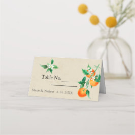 Tarjeta De Asiento Boda naranja Blossom