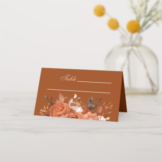 Tarjeta De Asiento Boda Naranja quemado (Anverso)