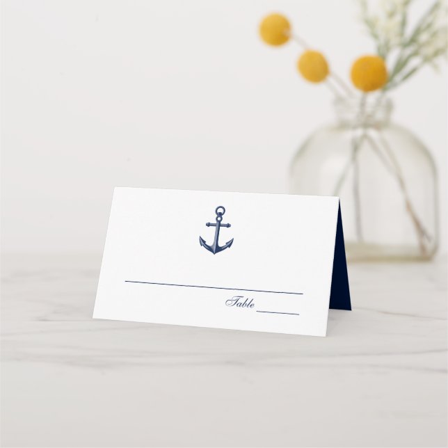 Tarjeta De Asiento Boda náutica ancla naval | (Anverso)