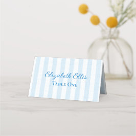 Tarjeta De Asiento Boda Náutica con Rayas Blancas y Azules Costeras