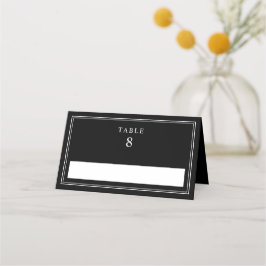 Tarjeta De Asiento Boda Negra Elegante