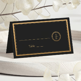 Tarjeta De Asiento Boda negro clásico de elegancia simple oro