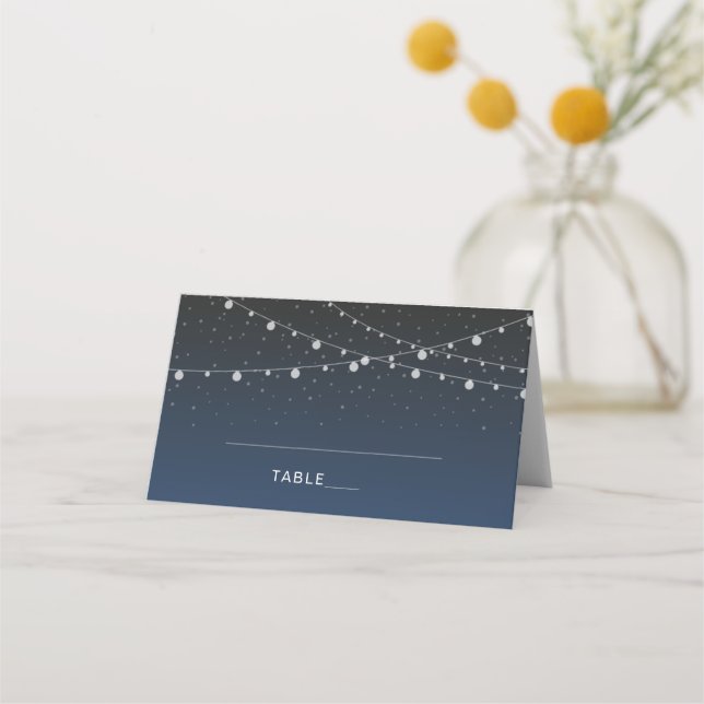 Tarjeta De Asiento Boda nocturno de la Marina Celeste de Blue Starry (Anverso)