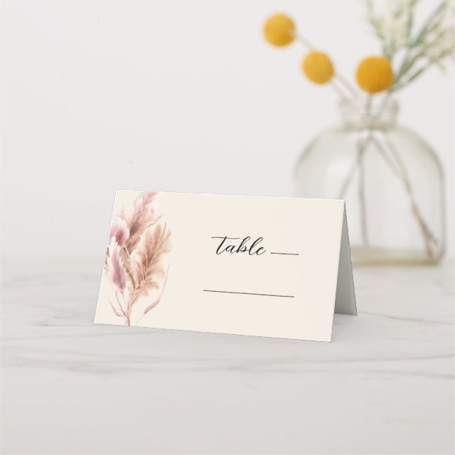 Tarjeta De Asiento Boda Pampas Grass Boho (Anverso)