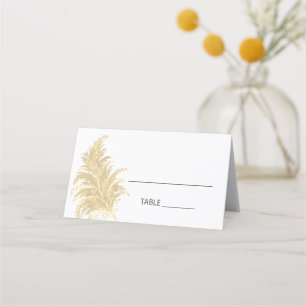 Tarjeta De Asiento Boda Pampas Grass Tan En El Verano Del Boho Blanco