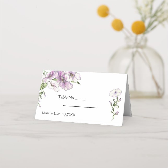 Tarjeta De Asiento Boda Pansy moderno (Anverso)