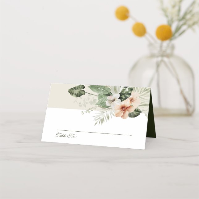Tarjeta De Asiento Boda pastel de hibiscus boho (Anverso)