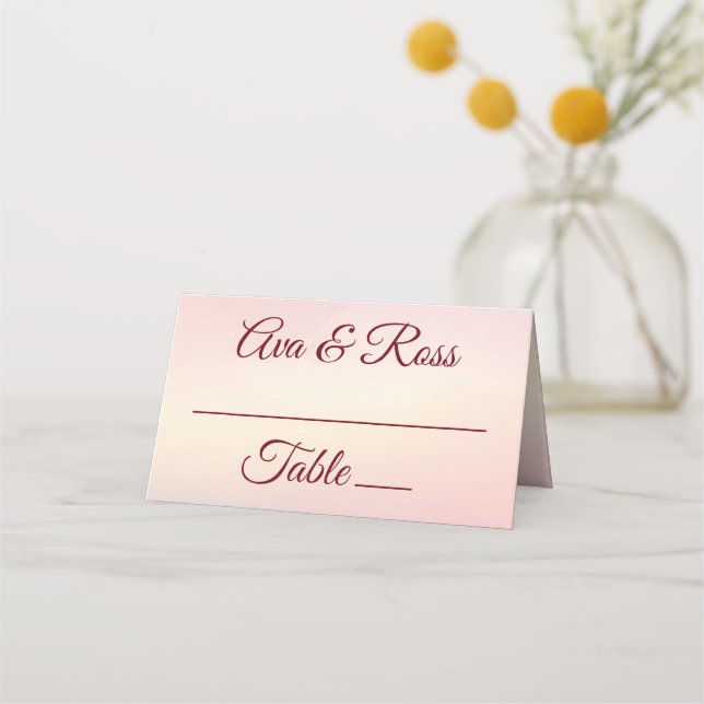 Tarjeta De Asiento Boda Pastel Sunset (Anverso)