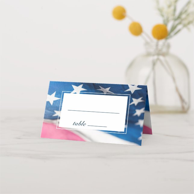 Tarjeta De Asiento Boda patriótico de bandera norteamericana azul roj (Anverso)
