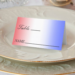 Tarjeta De Asiento Boda patriótico Ombre azul y blanco rojo