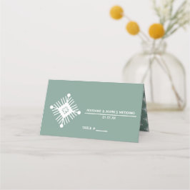 Tarjeta De Asiento Boda Patrón de Copos de Nieve Suaves Verdes
