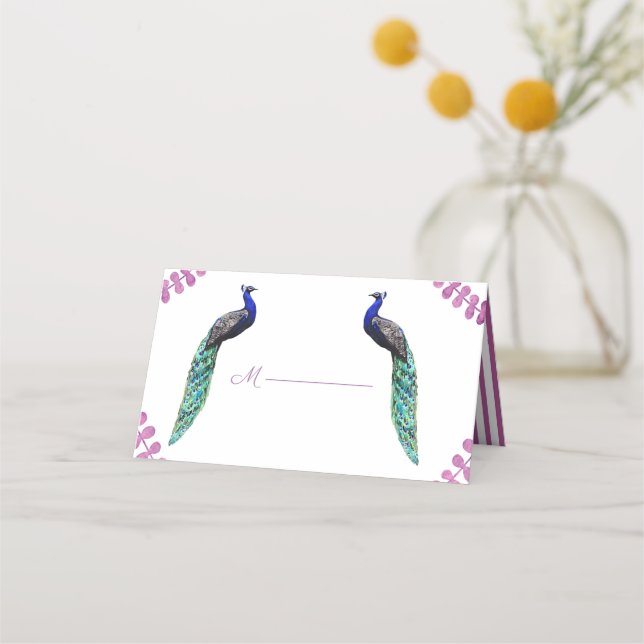 Tarjeta De Asiento Boda Peacock (Anverso)