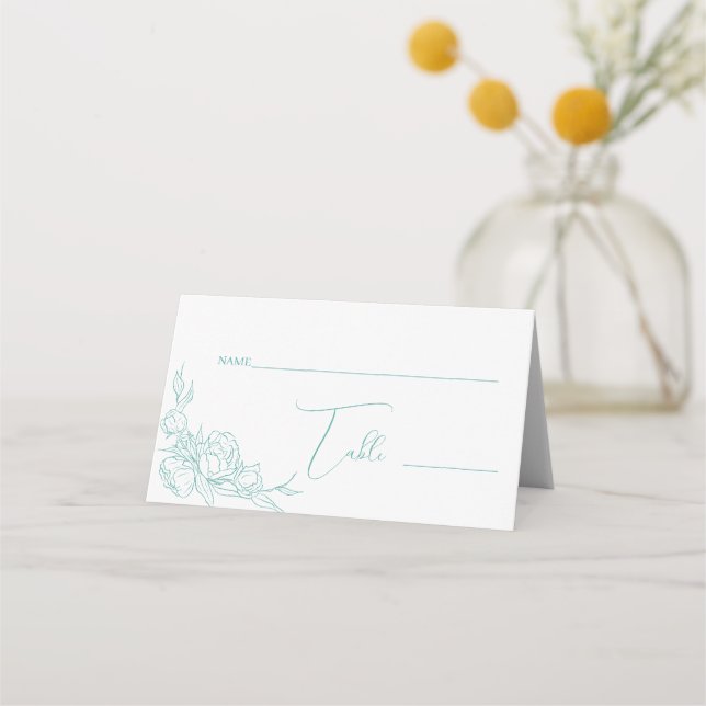 Tarjeta De Asiento Boda Peony Elegance (Anverso)