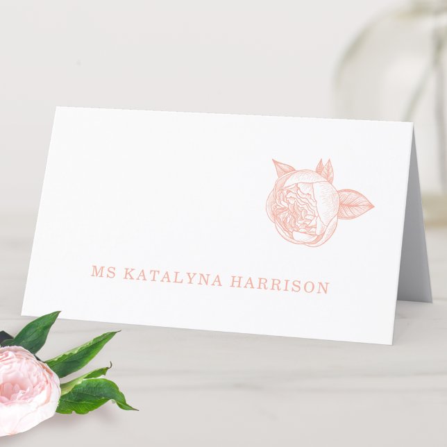 Tarjeta De Asiento Boda Peony Flower Elegant (Subido por el creador)