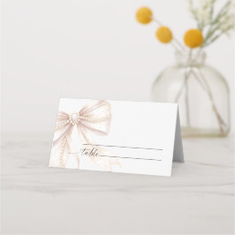 Tarjeta De Asiento Boda Perla y Lazo 