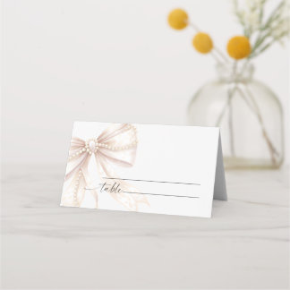 Tarjeta De Asiento Boda Perla y Lazo