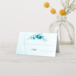 Tarjeta De Asiento Boda personalizada de Flor Azul