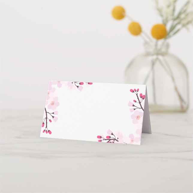Tarjeta De Asiento Boda personalizada de floros de cerezos rosados ca (Anverso)