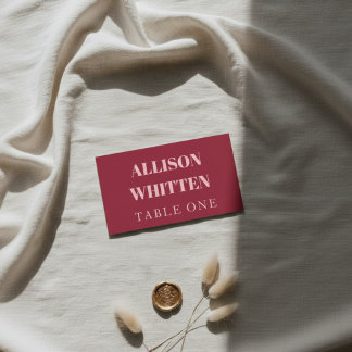 Tarjeta De Asiento Boda personalizada manuscrita rosa y roja