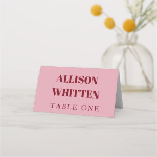 Tarjeta De Asiento Boda personalizada manuscrita rosa y roja