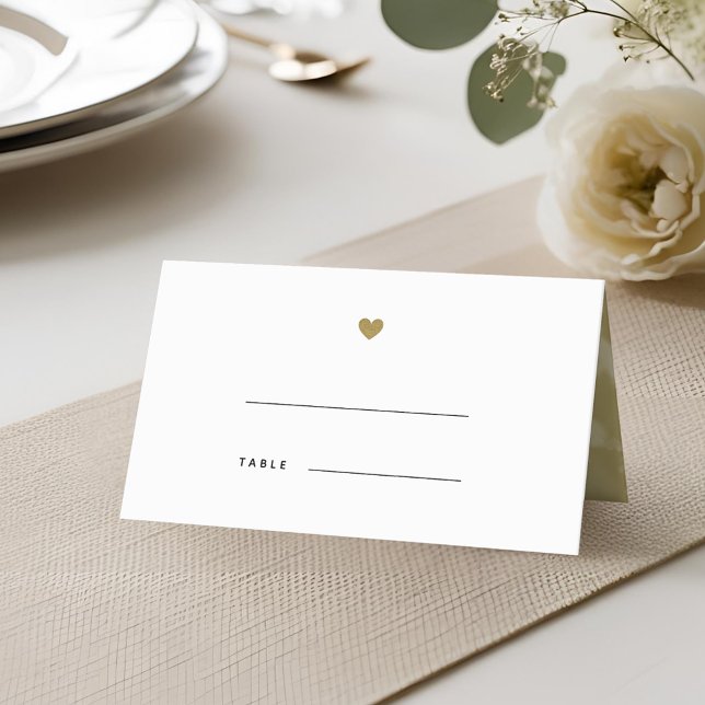 Tarjeta De Asiento Boda personalizado del corazón del oro moderno (Subido por el creador)