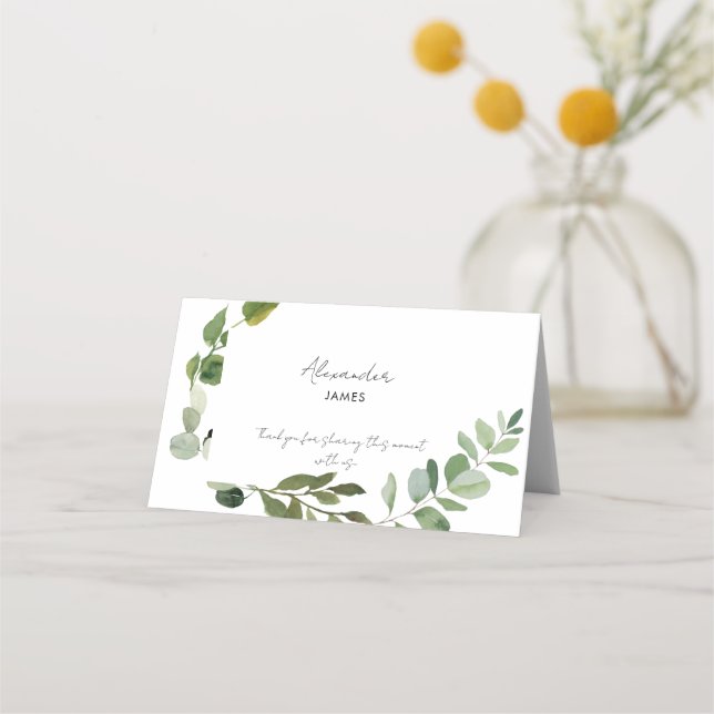 Tarjeta De Asiento Boda Personalizado simple Foliage Elegante (Anverso)