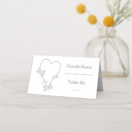 Tarjeta De Asiento Boda Place Card Plata Corazón Mariposas
