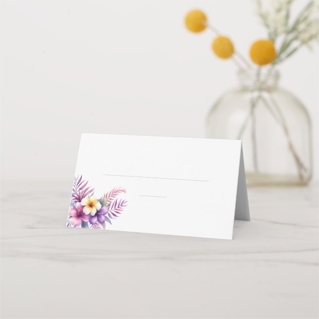 Tarjeta De Asiento Boda Place cards-Watercolor Island Romance- (Reverso)
