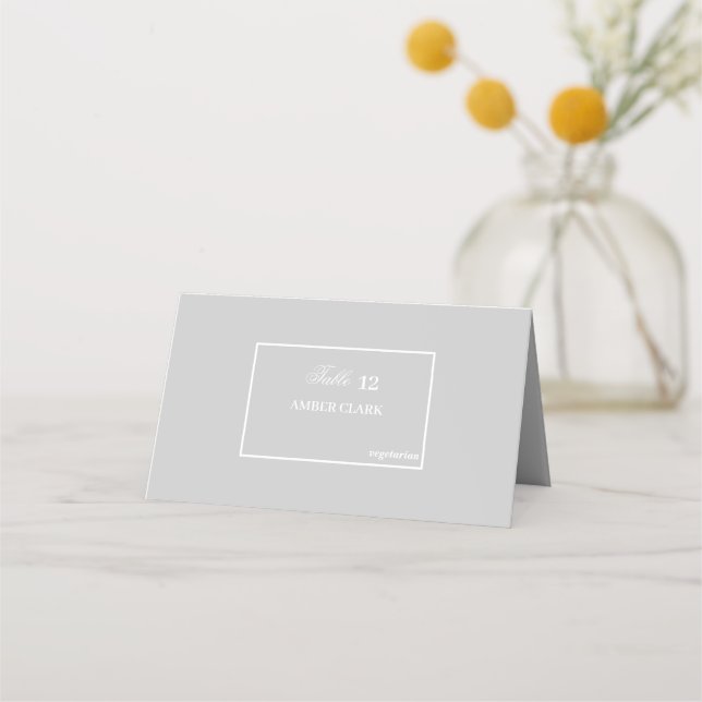 Tarjeta De Asiento Boda plateado (Anverso)