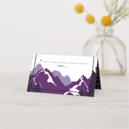 Tarjeta De Asiento Boda plegada de invierno en las montañas púrpura