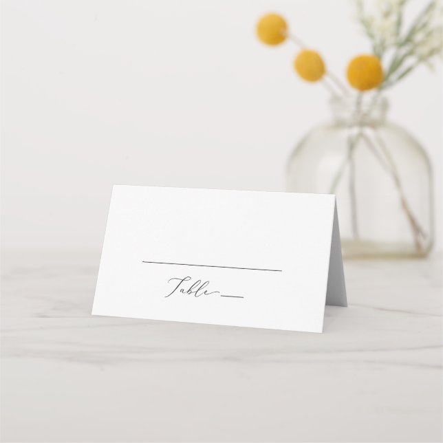 Tarjeta De Asiento Boda plegado monograma de caligrafía negra delgado (Anverso)