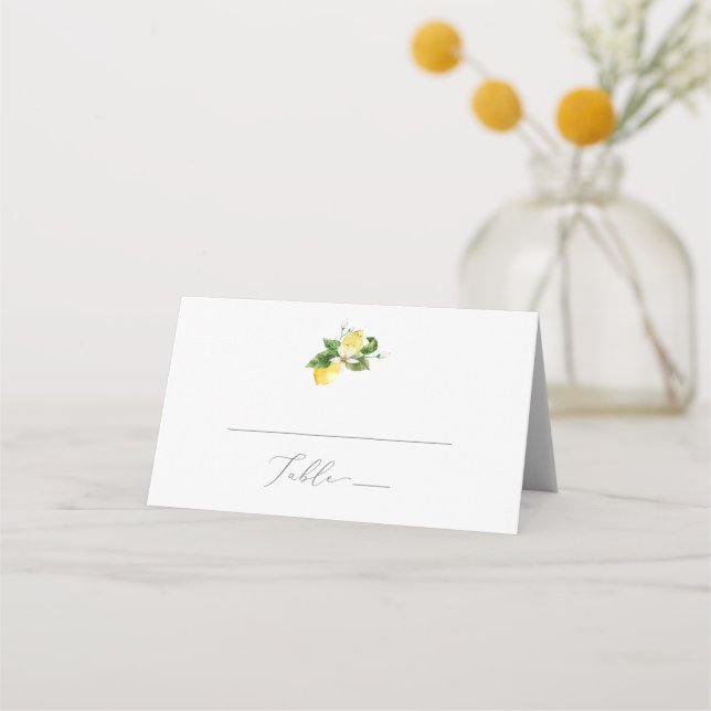 Tarjeta De Asiento Boda plegado monograma moderno del jardín de limón (Anverso)