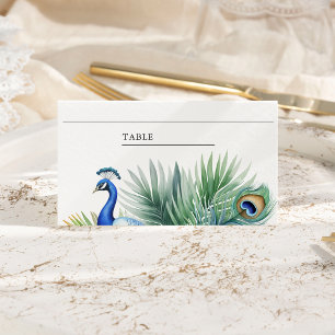 Tarjeta De Asiento Boda Pluma de Pavo Real Indio Tropical