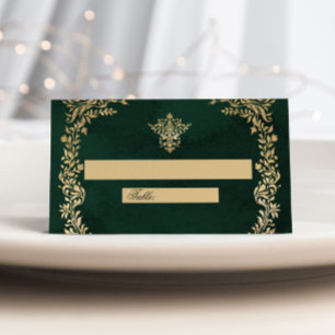 Tarjeta De Asiento Boda Real de Victoria Verde y Oro
