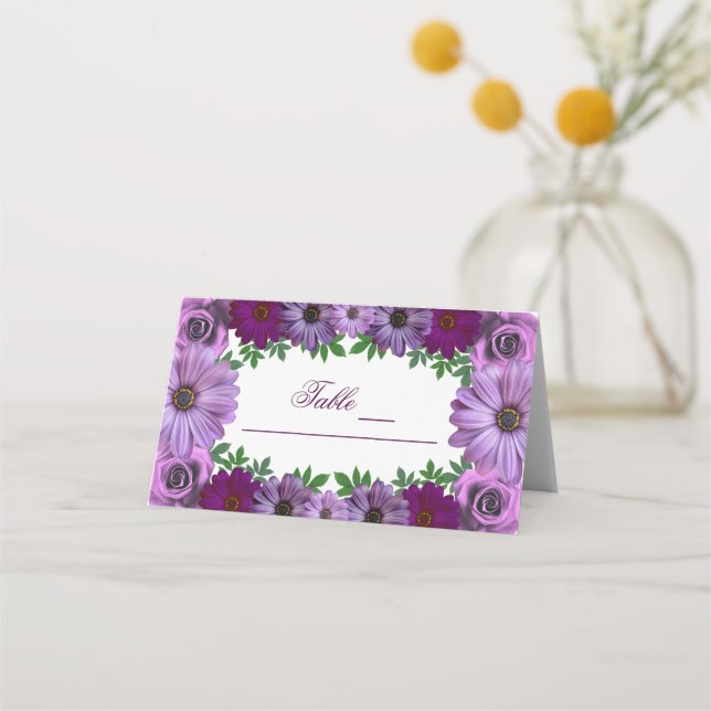 Tarjeta De Asiento Boda Regal Purple Floral (Anverso)