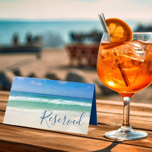 Tarjeta De Asiento Boda reservada de la playa de la foto de las olas 