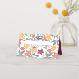 Tarjeta De Asiento Boda Retro de Época Media Floral Boho Chic