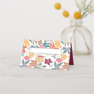Tarjeta De Asiento Boda Retro de Época Media Floral Boho Chic
