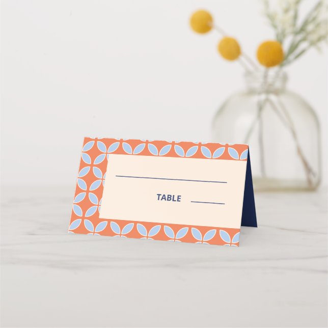 Tarjeta De Asiento Boda retro de mediados del siglo (Anverso)