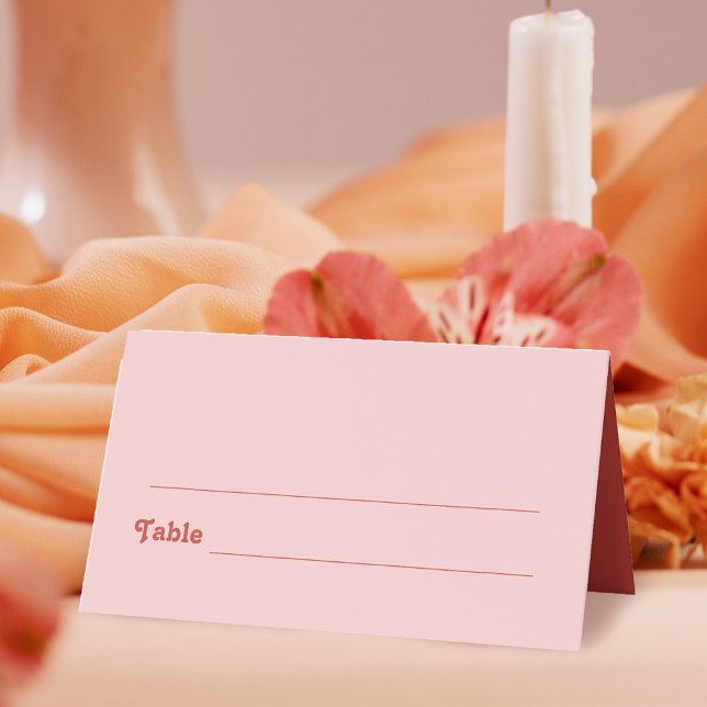 Tarjeta De Asiento Boda Retro Red and Pink Boho Disco (Subido por el creador)