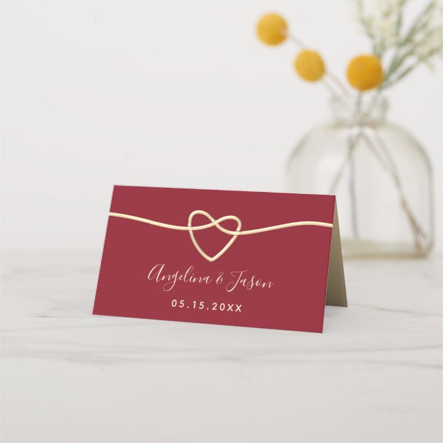 Tarjeta De Asiento Boda rojo (Reverso)