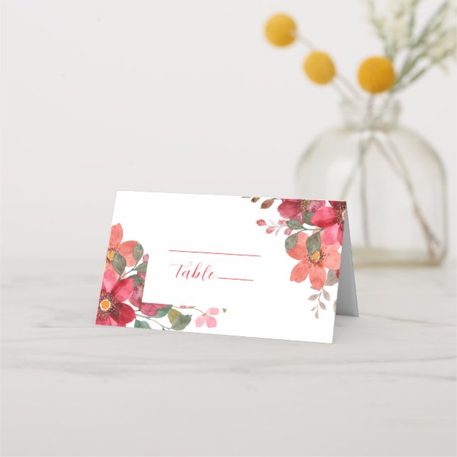 Tarjeta De Asiento Boda Rojo Sin Tiempo (Anverso)