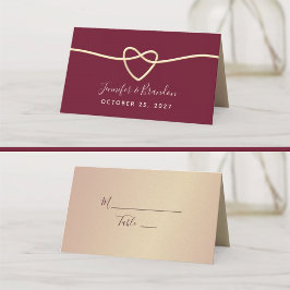 Tarjeta De Asiento Boda Romántica Borgoña