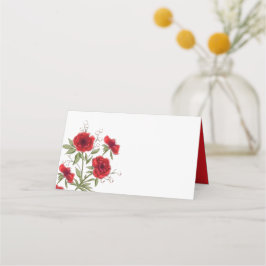 Tarjeta De Asiento Boda Romántica con Rosas Rojas