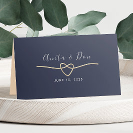 Tarjeta De Asiento Boda Romántica de Azul Marino