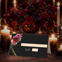 Boda romántica elegante floral roja negra y melanc