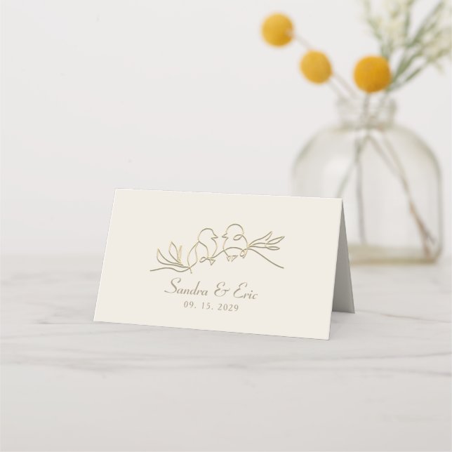 Tarjeta De Asiento Boda Romántica en Oro (Reverso)