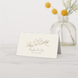 Tarjeta De Asiento Boda Romántica en Oro