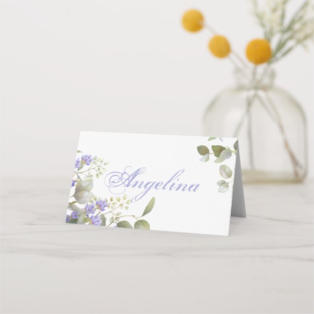 Tarjeta De Asiento Boda Romántico de Eucalyptus y Lavender (Anverso)