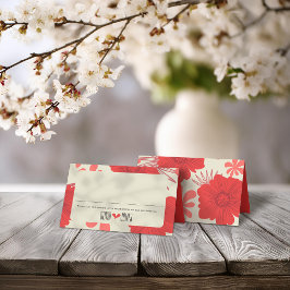 Tarjeta De Asiento Boda Romántico de Floral Roja